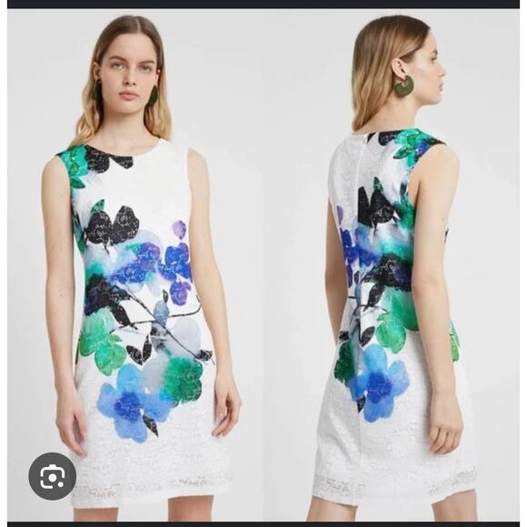 Desigual White Floral Dress Size 44 US 10/12 - Picture 1 of 4